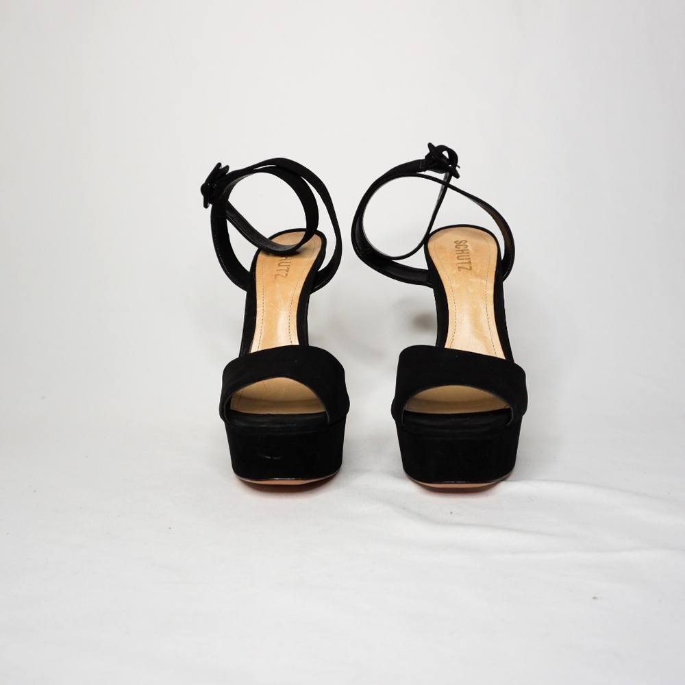 SCHULTZ Amatista Acamurcado Black Leather Heel 9.5 - Picture 4 of 8